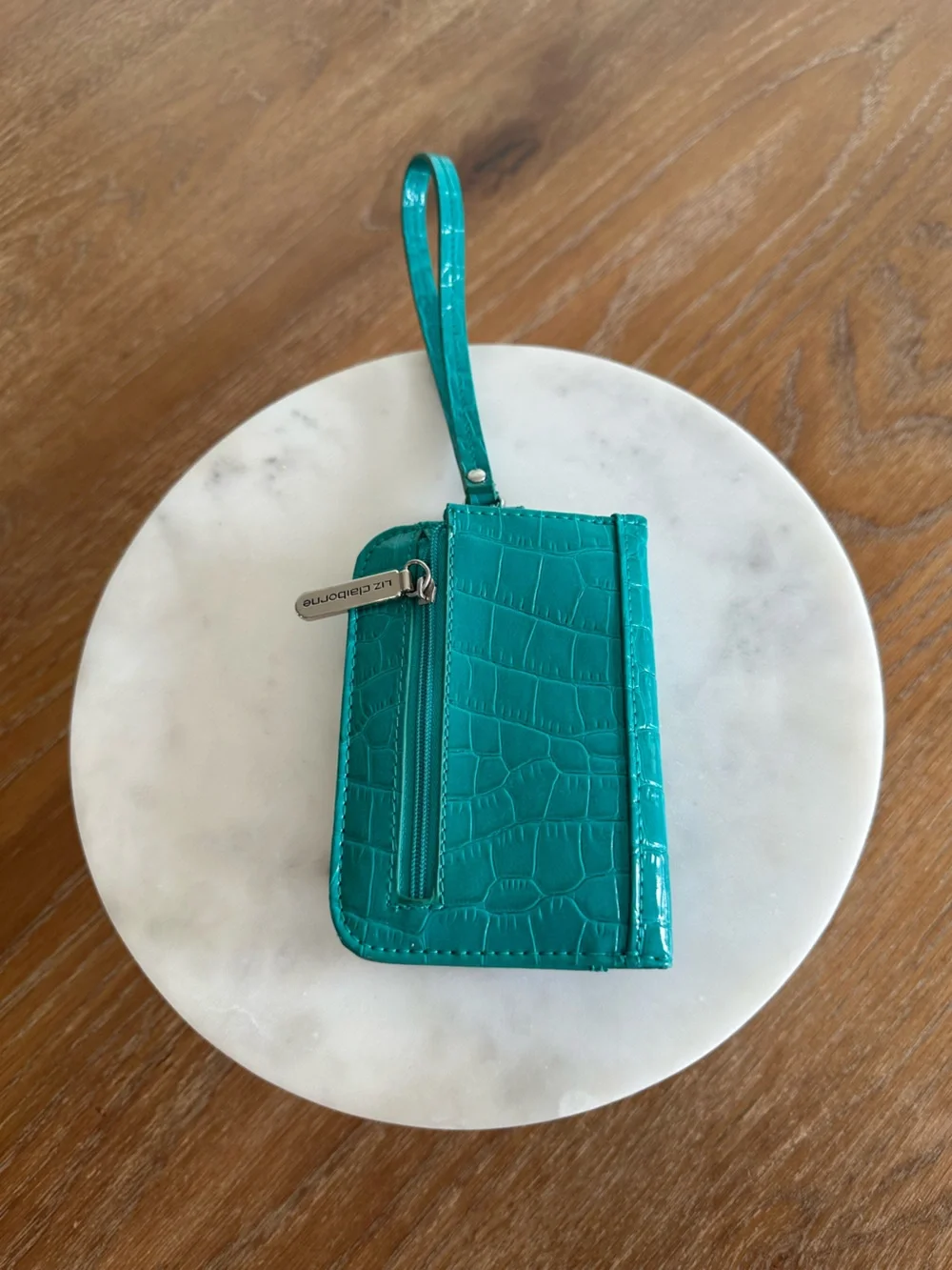 Liz Claiborne Teal Faux-Croc Wristlet Phone Case with Strap